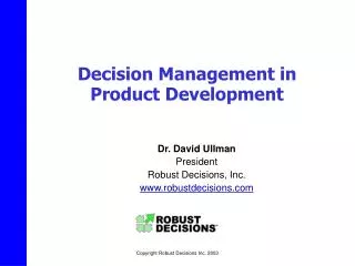 Decision Management in Product Development