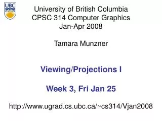 Viewing/Projections I Week 3, Fri Jan 25