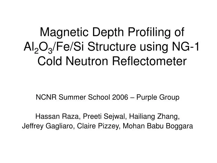 magnetic depth profiling of al 2 o 3 fe si structure using ng 1 cold neutron reflectometer