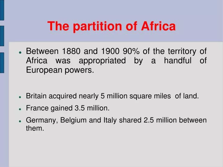 the partition of africa