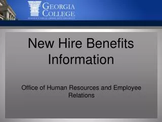 New Hire Benefits Information