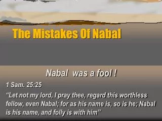 The Mistakes Of Nabal
