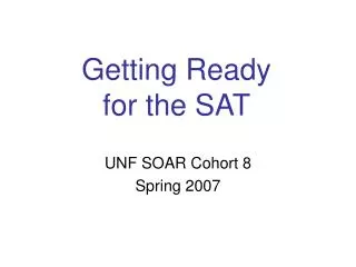 Getting Ready for the SAT