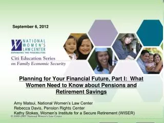 Planning for Your Financial Future, Part I: What Women Need to Know about Pensions and Retirement Savings