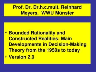 Prof. Dr. Dr.h.c.mult. Reinhard Meyers, WWU Münster