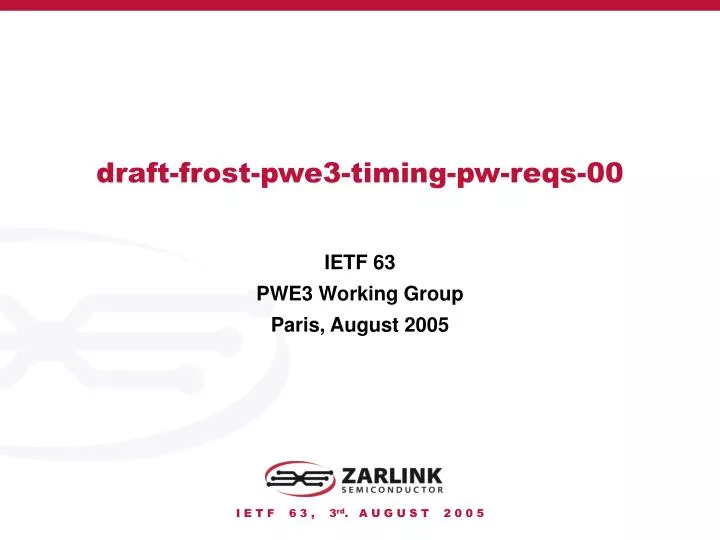draft frost pwe3 timing pw reqs 00