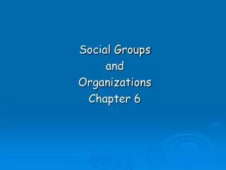 Social Groups and Organizations Chapter 6