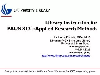 Library Instruction for PAUS 8121: Applied Research Methods