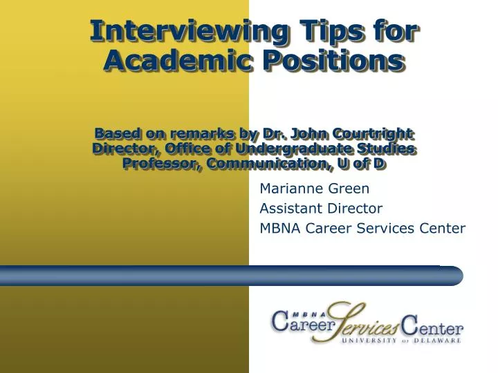 marianne green assistant director mbna career services center