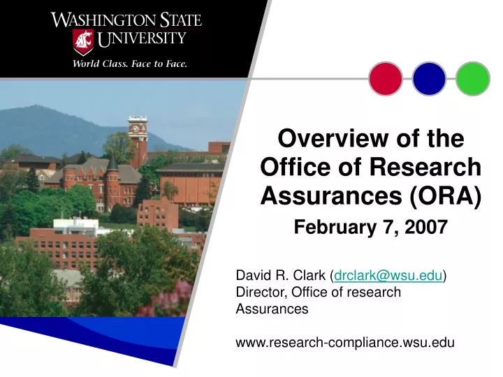 overview of the office of research assurances ora february 7 2007