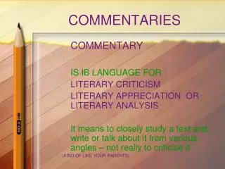 COMMENTARIES