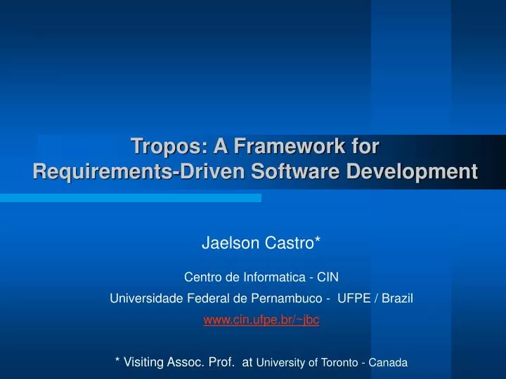 tropos a framework for requirements driven software development