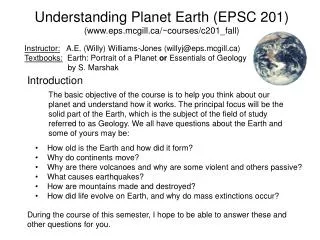 Understanding Planet Earth (EPSC 201) (www.eps.mcgill.ca/~courses/c201_fall)