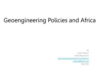 Geoengineering Policies and Africa