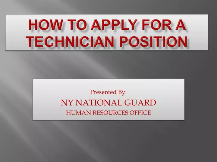 how to apply for a technician position