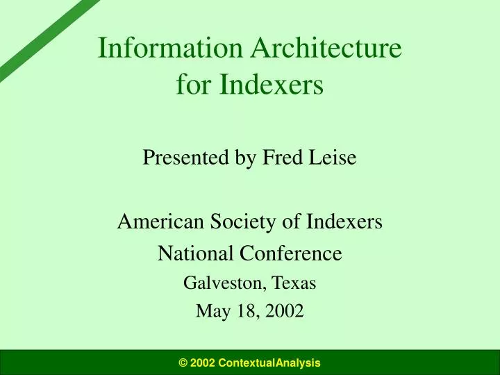 information architecture for indexers