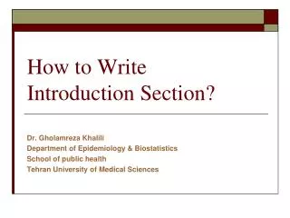 How to Write Introduction Section?