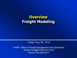 Overview Freight Modeling