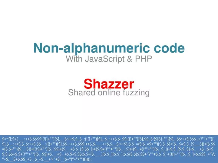 non alphanumeric code