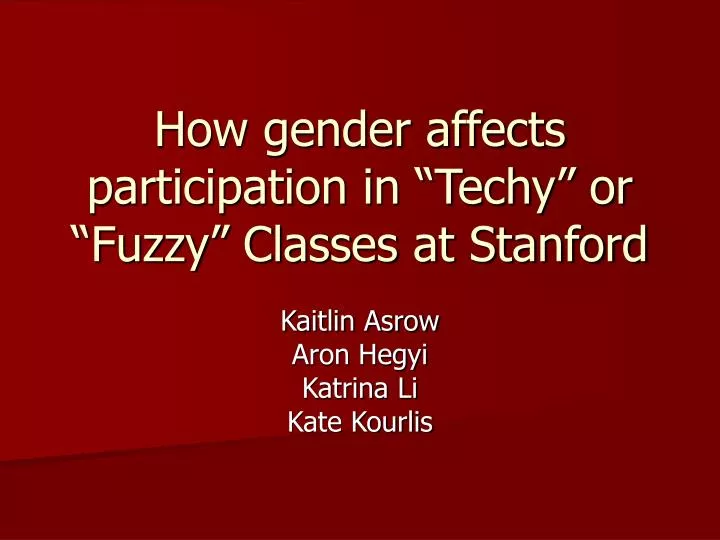how gender affects participation in techy or fuzzy classes at stanford