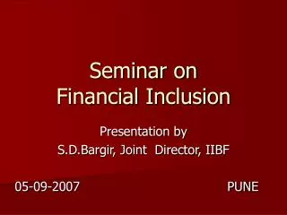 Seminar on Financial Inclusion