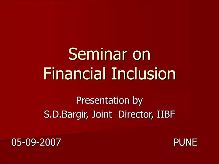 seminar on financial inclusion