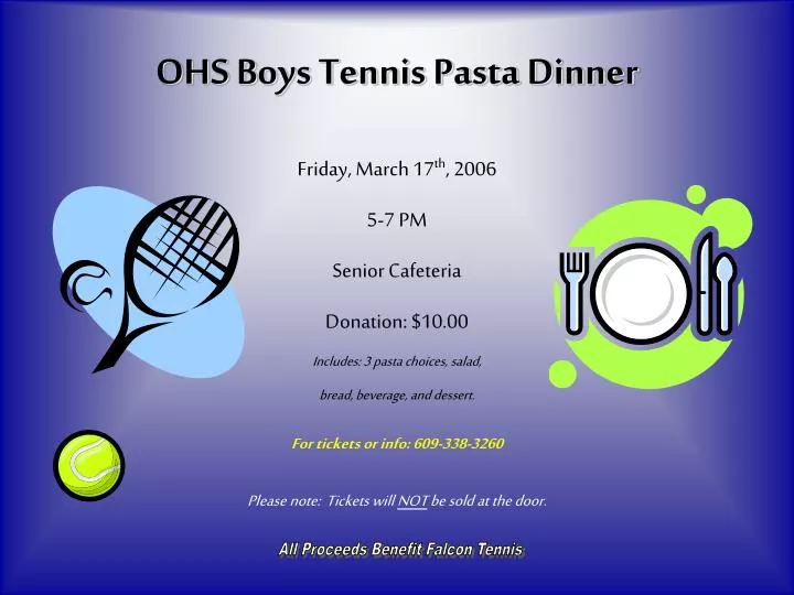 ohs boys tennis pasta dinner