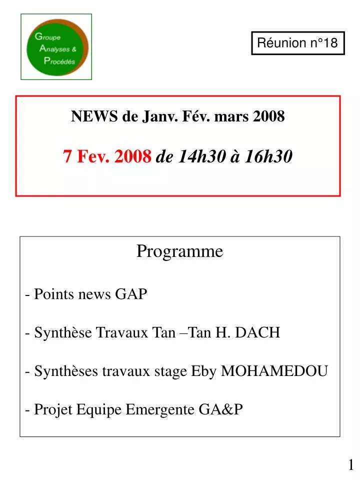 news de janv f v mars 2008 7 fev 2008 de 14h30 16h30