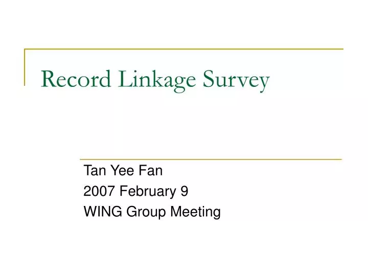 record linkage survey