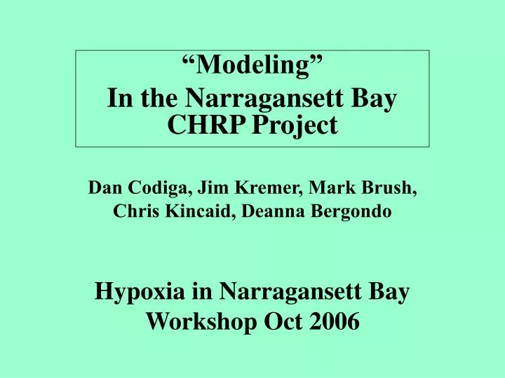 hypoxia in narragansett bay workshop oct 2006