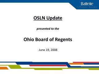 OSLN Update presented to the Ohio Board of Regents