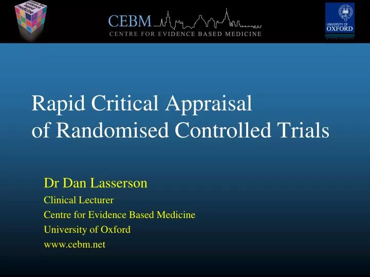 rapid critical appraisal of randomised controlled trials