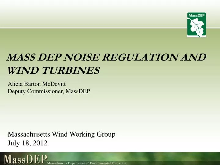 mass dep noise regulation and wind turbines