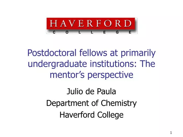 postdoctoral fellows at primarily undergraduate institutions the mentor s perspective