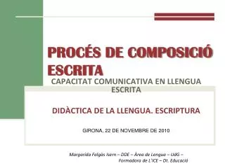 PROCÉS DE COMPOSICIÓ ESCRITA