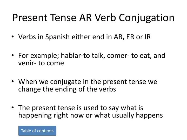 present tense ar verb conjugation