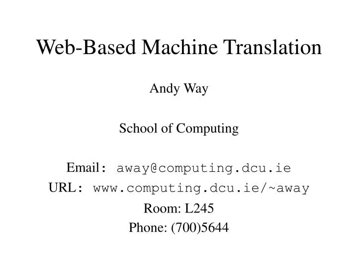 web based machine translation