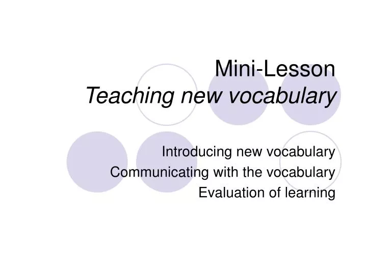 mini lesson teaching new vocabulary