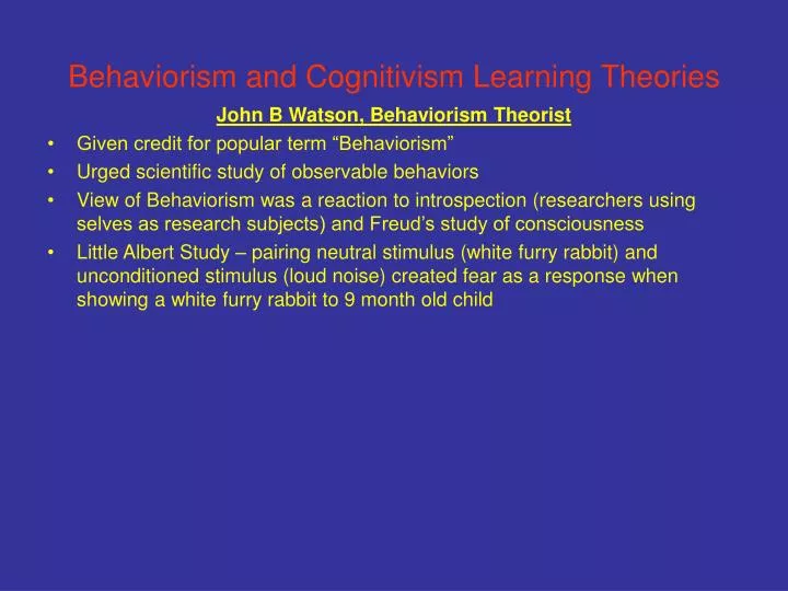 behaviorism and cognitivism learning theories