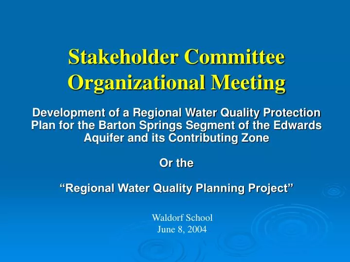 stakeholder committee organizational meeting
