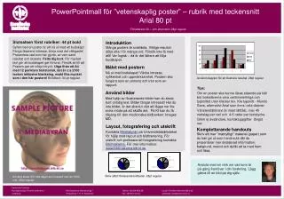 PowerPointmall för ”vetenskaplig poster” – rubrik med teckensnitt Arial 80 pt