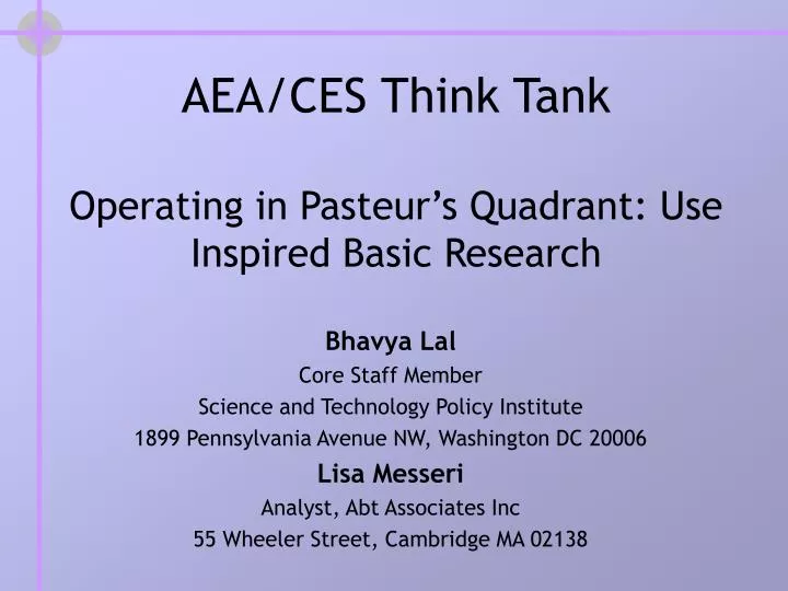aea ces think tank operating in pasteur s quadrant use inspired basic research