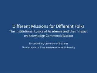 Different Missions for Different Folks The Institutional Logics of Academia and their Impact on Knowledge Commercializat