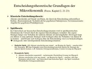 entscheidungstheoretische grundlagen der mikro konomik feess kapitel 2 21 23