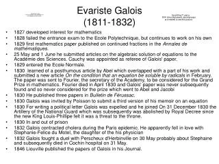 Evariste Galois (1811-1832)
