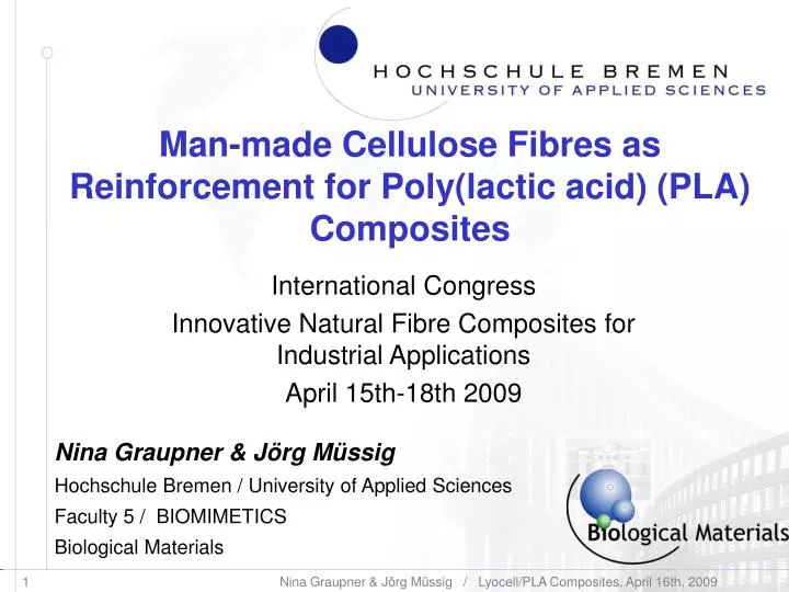 man made cellulose fibres as reinforcement for poly lactic acid pla composites