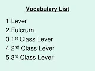 Vocabulary List