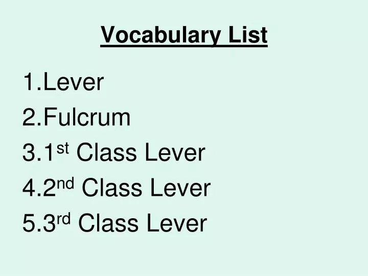 vocabulary list