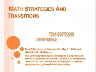 Math Strategies And Transitions