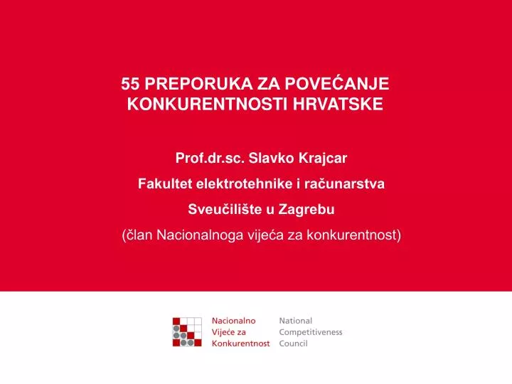 55 preporuka za pove anje konkurentnosti hrvatske